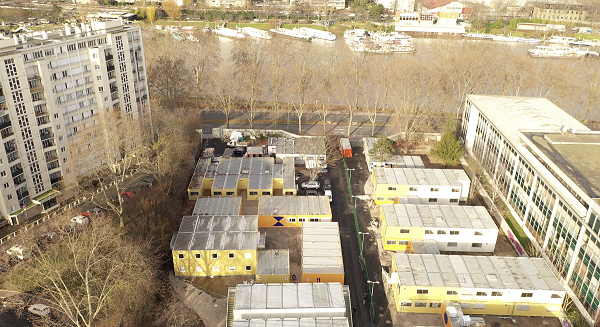 vue aérienne du chantier de bâtiment modulaire de Clichy (92)