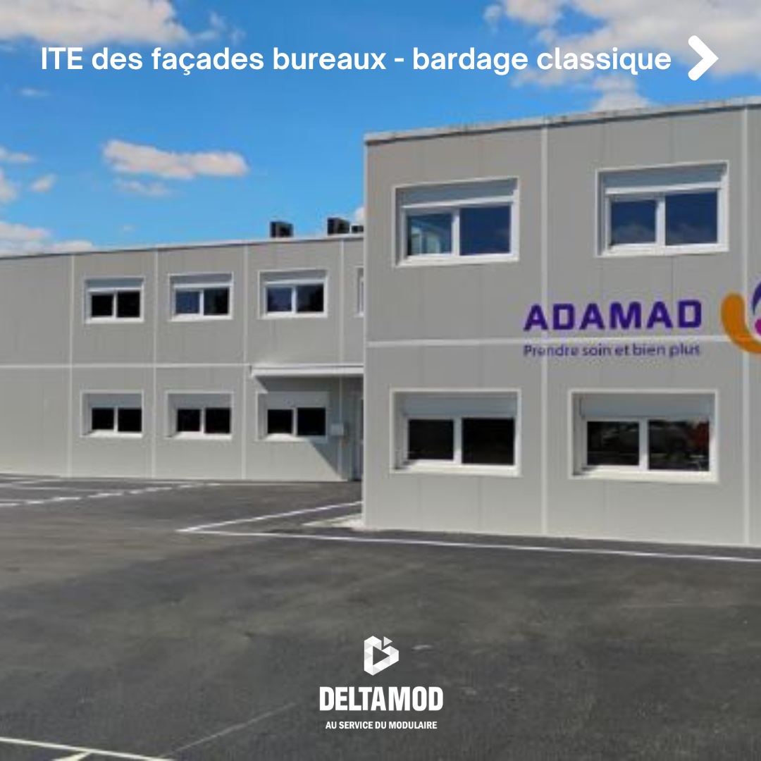 rénovation avec la solution ITE modulaire d'un bâtiment modulaire pour bureaux